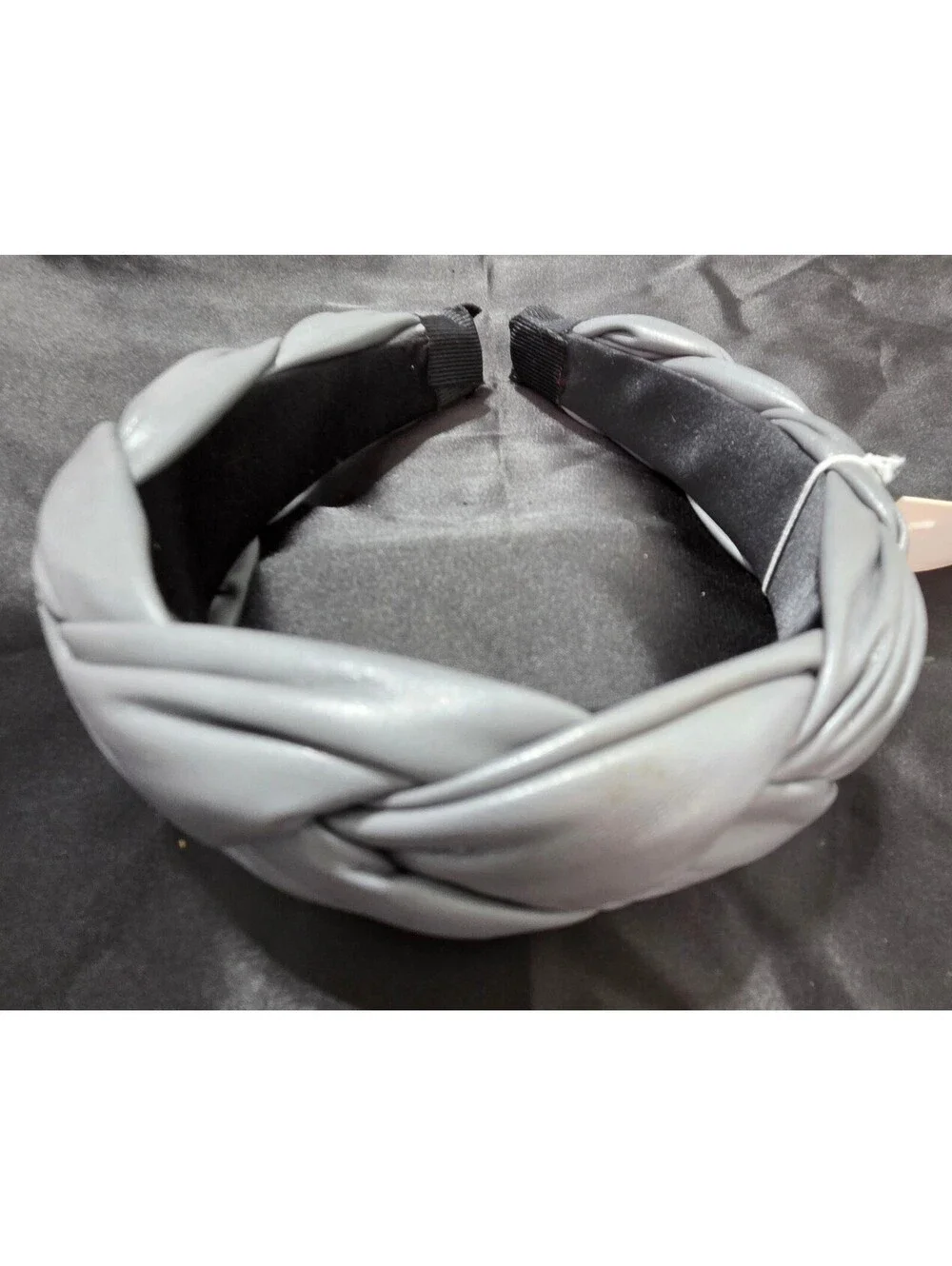 Gray Faux Leather Headband